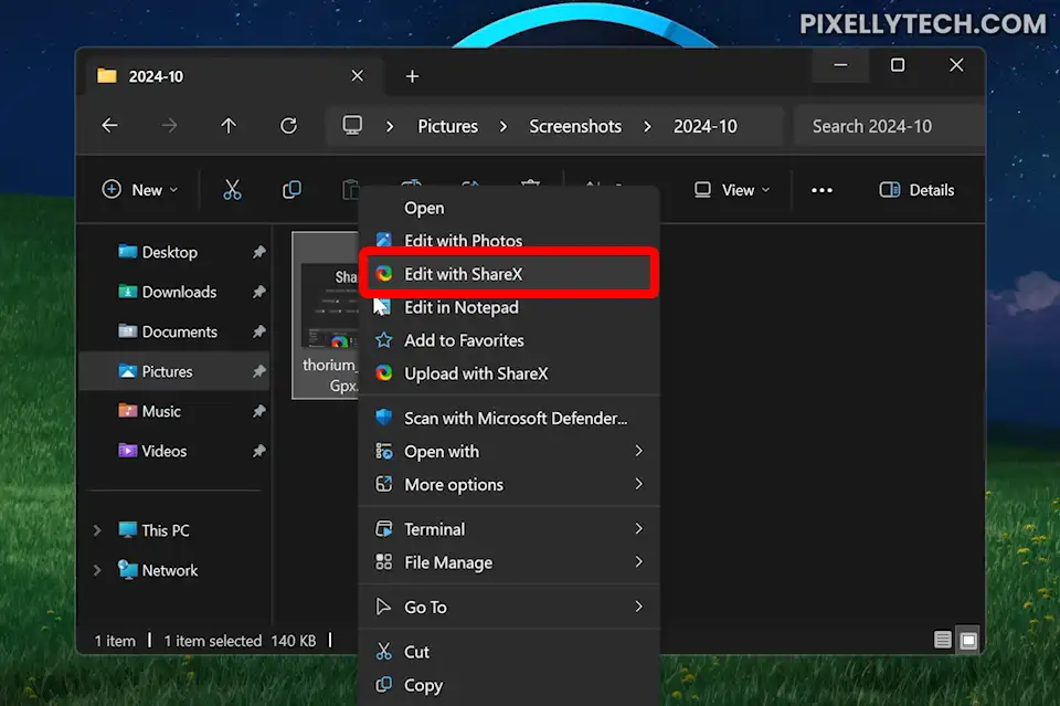 Edit With ShareX Context Menu Option