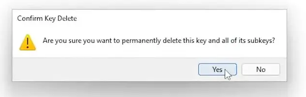 Confrim Registry Key deletion