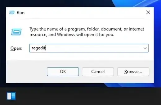 Open Regedit via winodws run